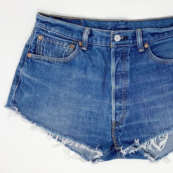 LEVIS | Distressed Denim Cut-Off Shorts - Picture 6 of 10